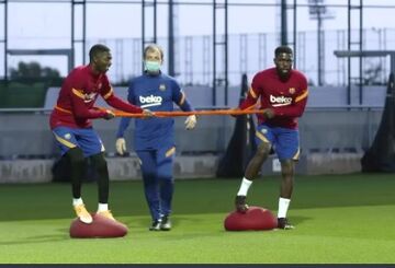 ویدیو| تمرینات آماده‌سازی بازیکنان بارسلونا