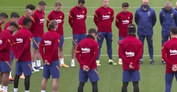 ویدیو| ادای احترام به مارادونا در تمرینات بارسلونا