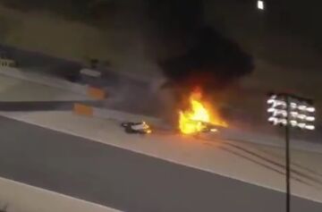ویدیو| لحظه آتش گرفتن وحشتناک ماشین در گرندپری بحرین