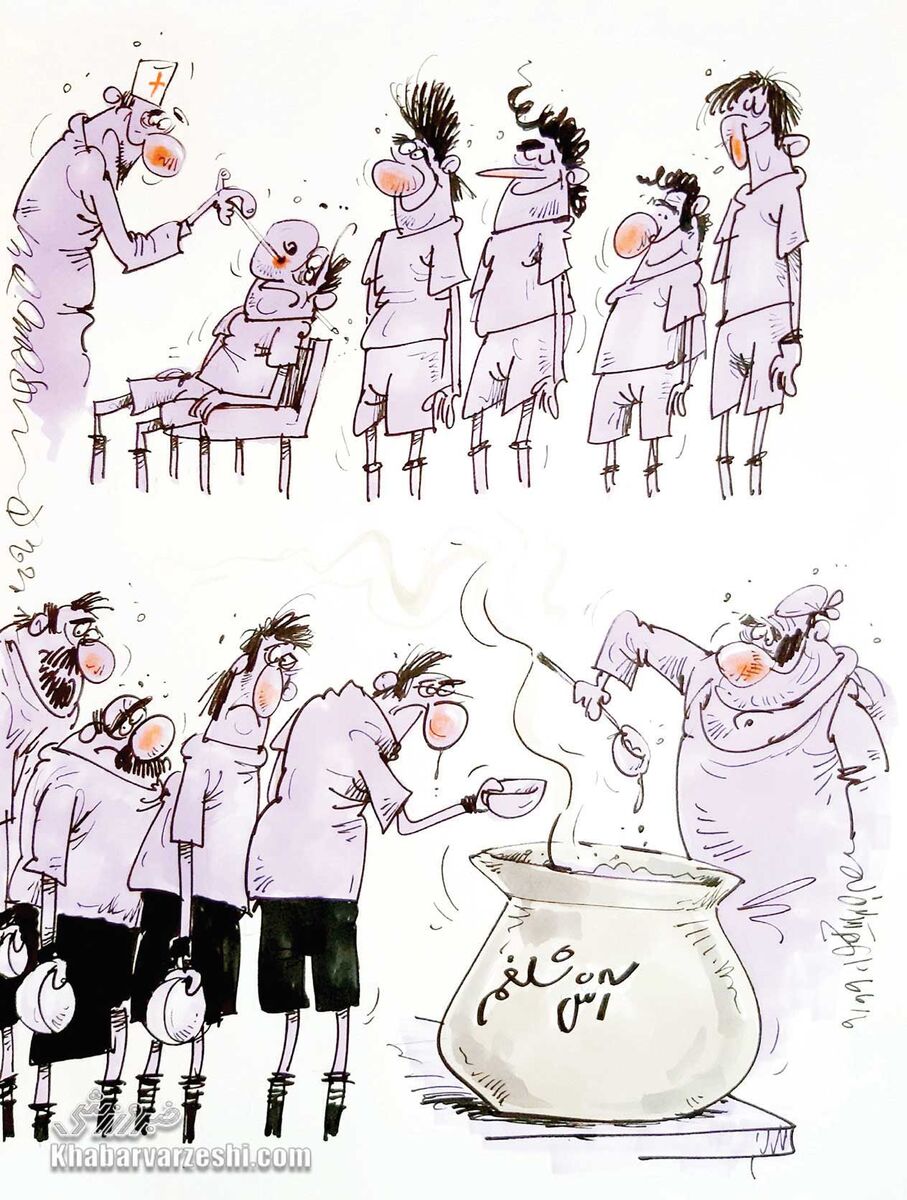 کارتون محمدرضا میرشاه‌ولد درباره تست کرونا داوران