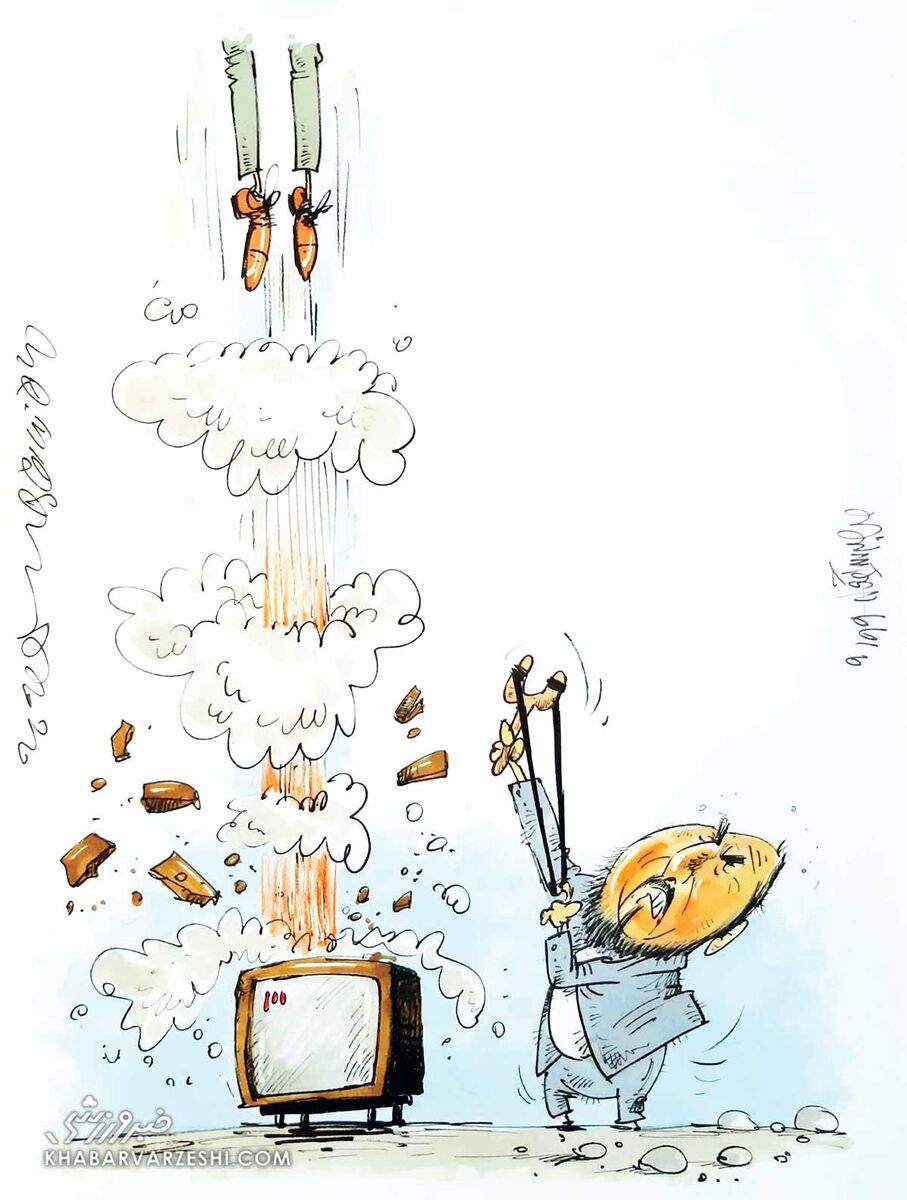 کارتون محمدرضا میرشاه‌ولد درباره فروغی و خروج از مدار فردوسی‌پور