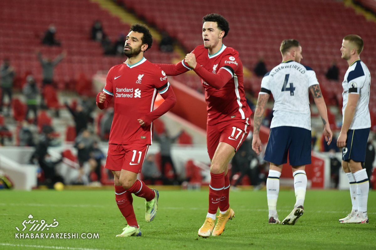 شادی گل محمد صلاح در دیدار لیورپول و تاتنهام