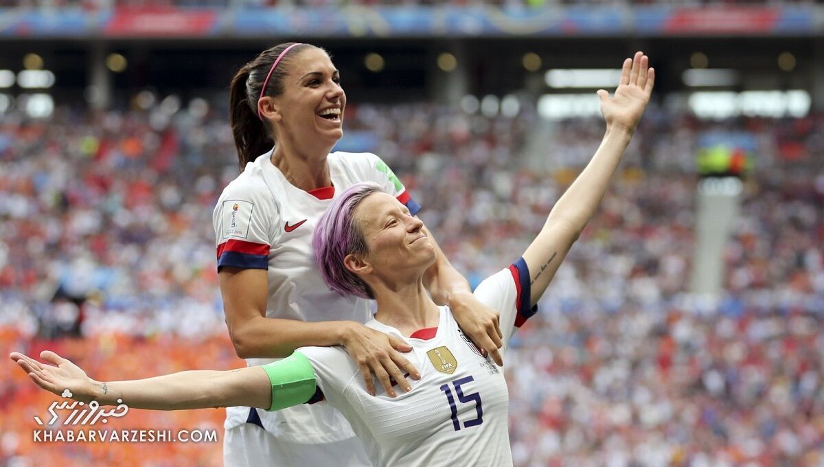 شادی گل مگان راپینو و الکس مورگان برای تیم ملی زنان آمریکا