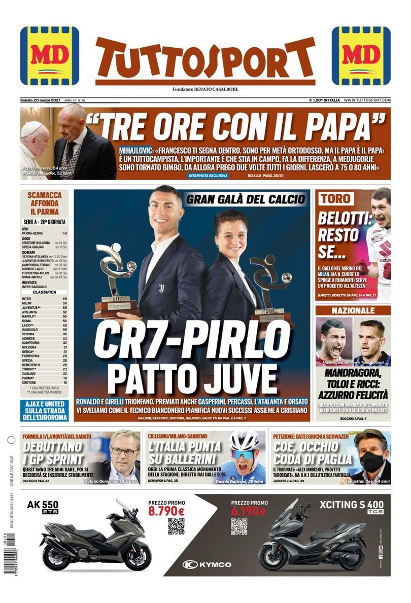 روزنامه توتو| CR7-پیرلو، پیمان یووه