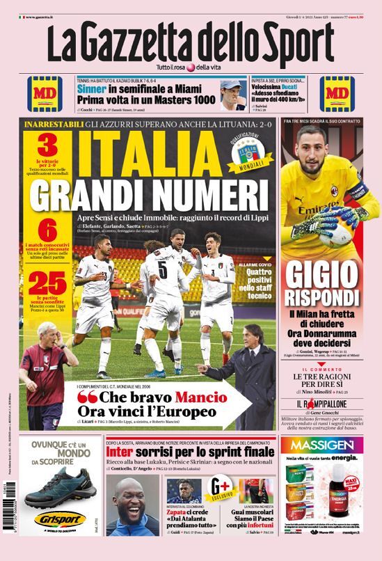 روزنامه گاتزتا| ایتالیا اعداد بزرگ را جمع می‌کند