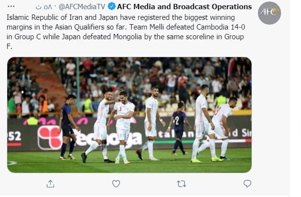 تمجید AFC از یوزهای ایرانی/ رکورد فوق‌العاده ایران و ژاپن در انتخابی جام جهانی