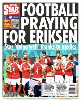 روزنامه استار| فوتبال برای اریکسن دعا می‌کند