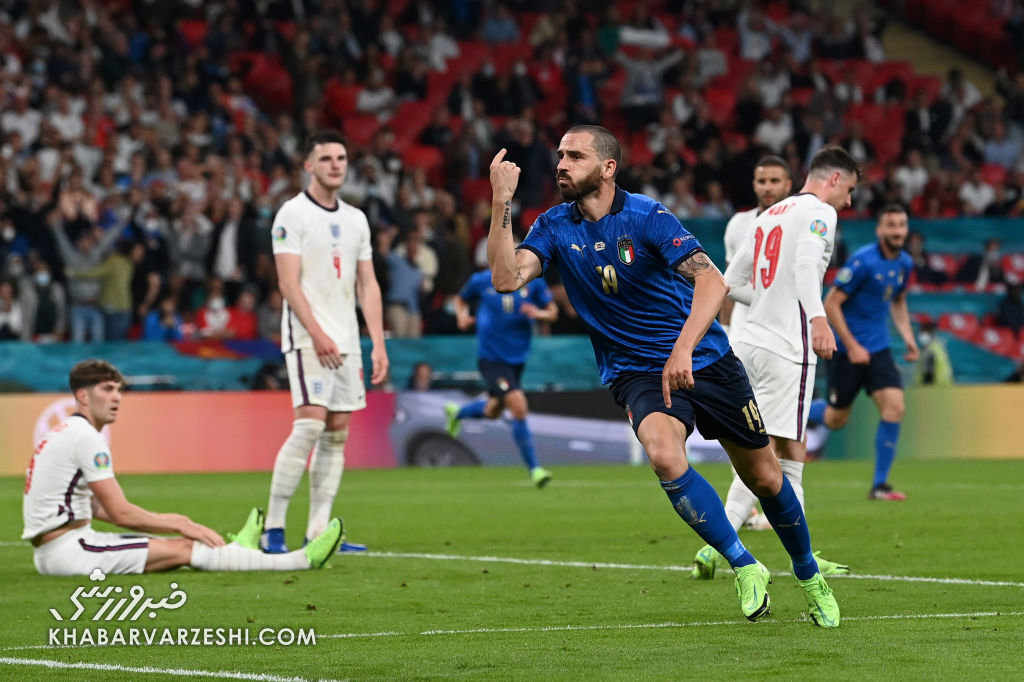 شادی گل لئوناردو بونوچی؛ ایتالیا - انگلیس (فینال یورو 2020)