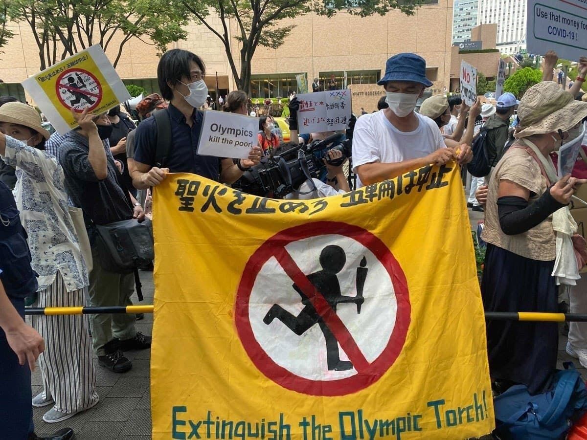 تجمع معترضین در توکیو برای لغو المپیک