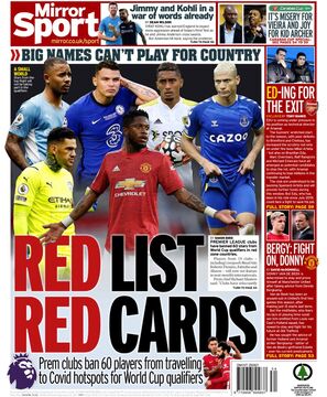 روزنامه میرر| لیست قرمز، کارت‌های قرمز