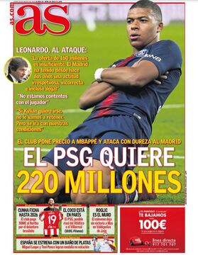 روزنامه آ اس| پی‌اس‌جی ۲۲۰ میلیون یورو می‌خواهد