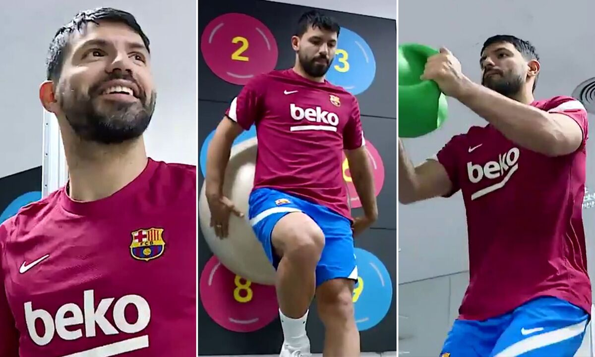 ویدیو| آمادگی آگوئرو برای نخستین بازی در بارسلونا