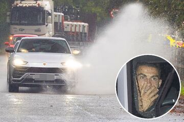 شکار لحظه‌ها از رانندگی رونالدو/ لامبورگینی کریستیانو و روزهای بارانی