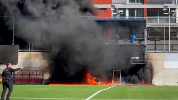 ویدیو| آتش سوزی ورزشگاه تیم ملی آندورا پیش از دیدار با انگلیس
