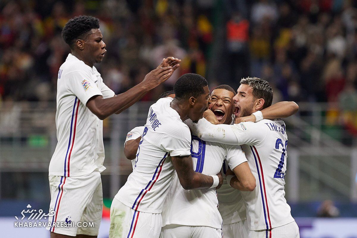 شادی گل امباپه؛ اسپانیا - فرانسه (فینال لیگ ملت‌های اروپا 2021)