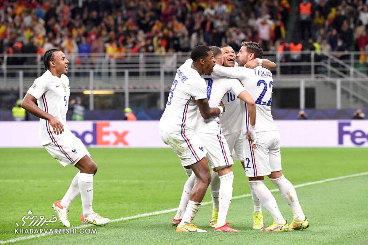 شادی گل امباپه؛ اسپانیا - فرانسه (فینال لیگ ملت‌های اروپا ۲۰۲۱)