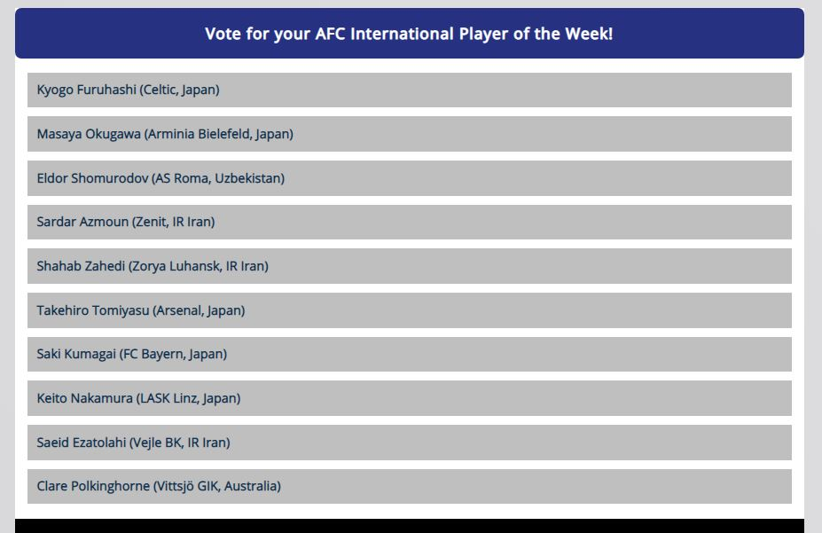 رقابت ۳ ایرانی با ۴ ژاپنی برای کسب جایزه بهترین لژیونر هفته آسیا