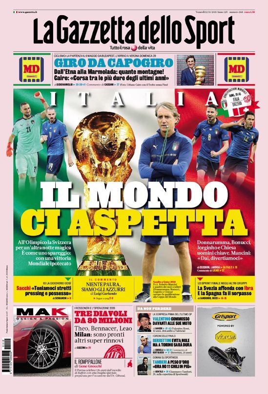 روزنامه گاتزتا| ایتالیا، دنیا منتظر ما است
