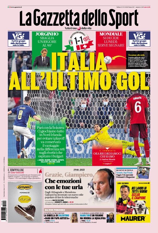 روزنامه گاتزتا| آخرین گل ایتالیا