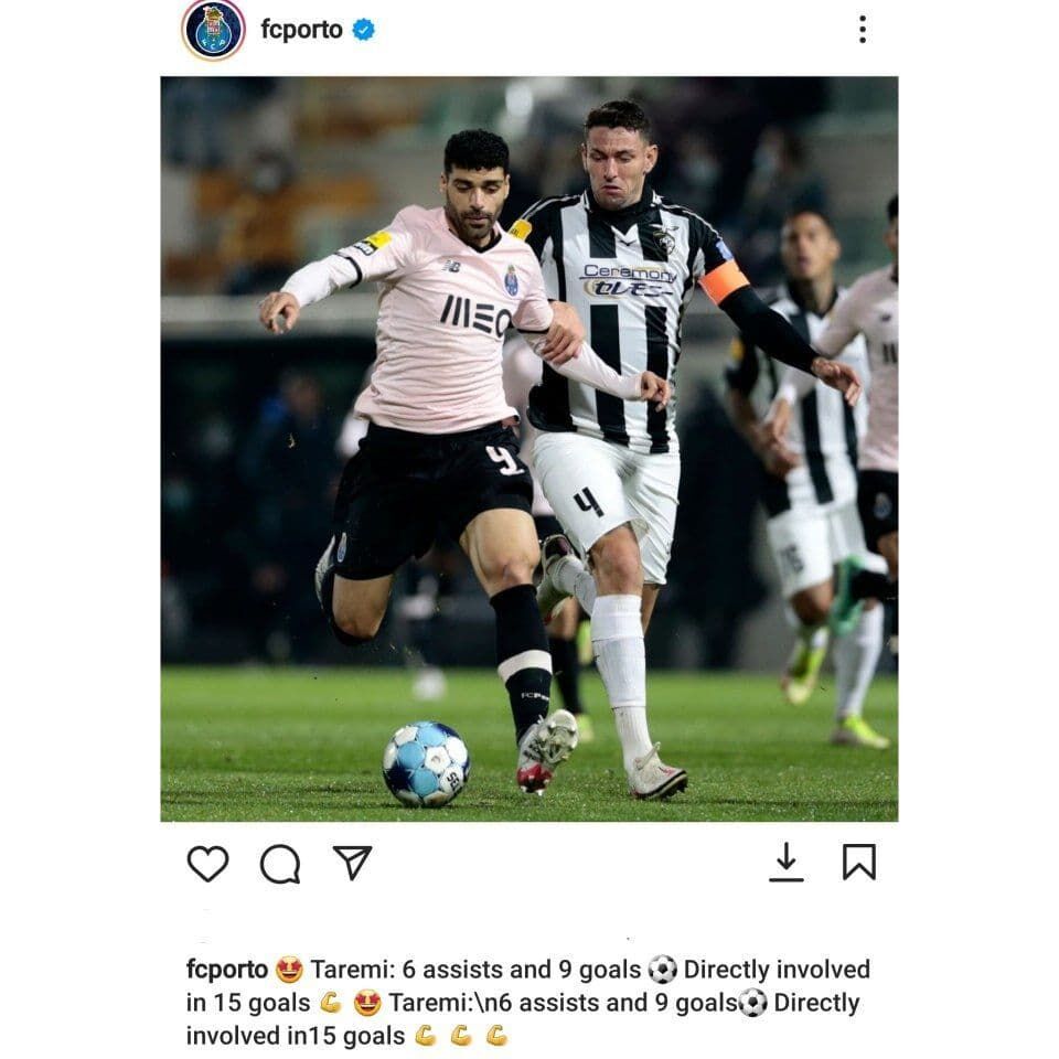 عکس| تمجید صفحه اینستاگرام پورتو از عملکرد عالی مهدی طارمی 