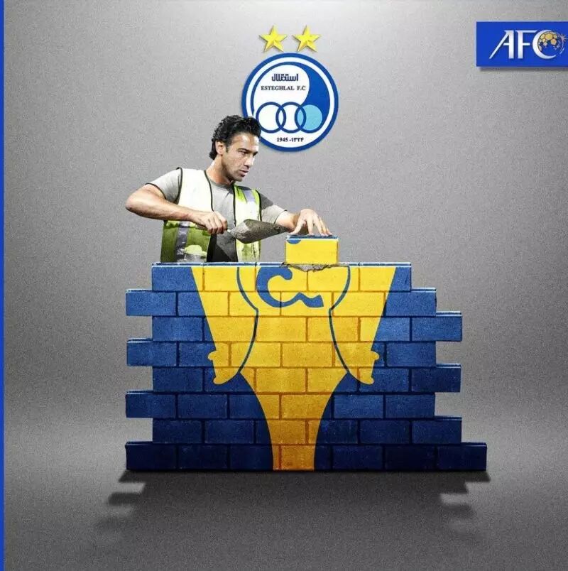 عکس | طرح عجیب صفحه AFC از فرهاد مجیدی / سرمربی استقلال در حال بنّایی