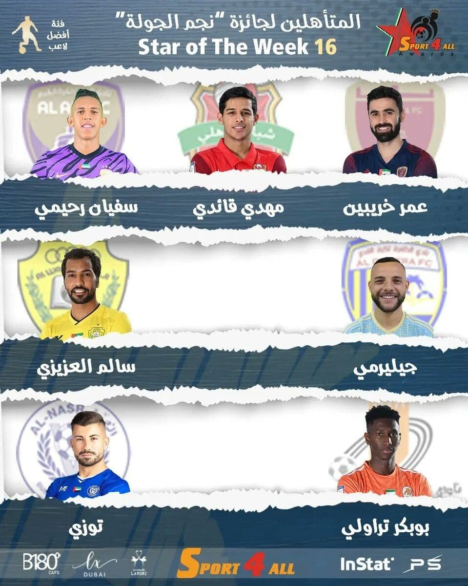 عکس| قایدی نامزد بهترین بازیکن هفته لیگ امارات شد