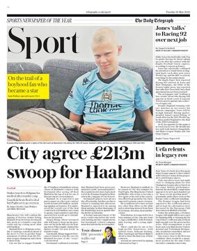 روزنامه تلگراف| سیتی با پرداخت ۲۱۳ میلیون پوند برای هالند موافقت کرد