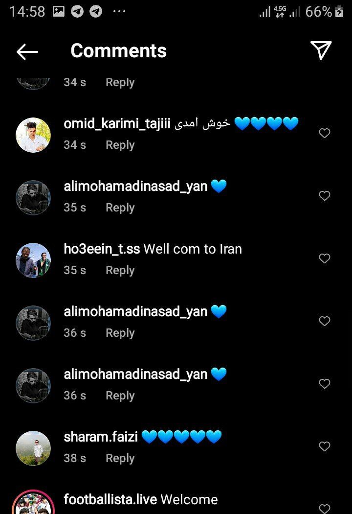 عکس| استقبال عجیب استقلالی ها در صفحه اینستاگرام الکساندر نوری