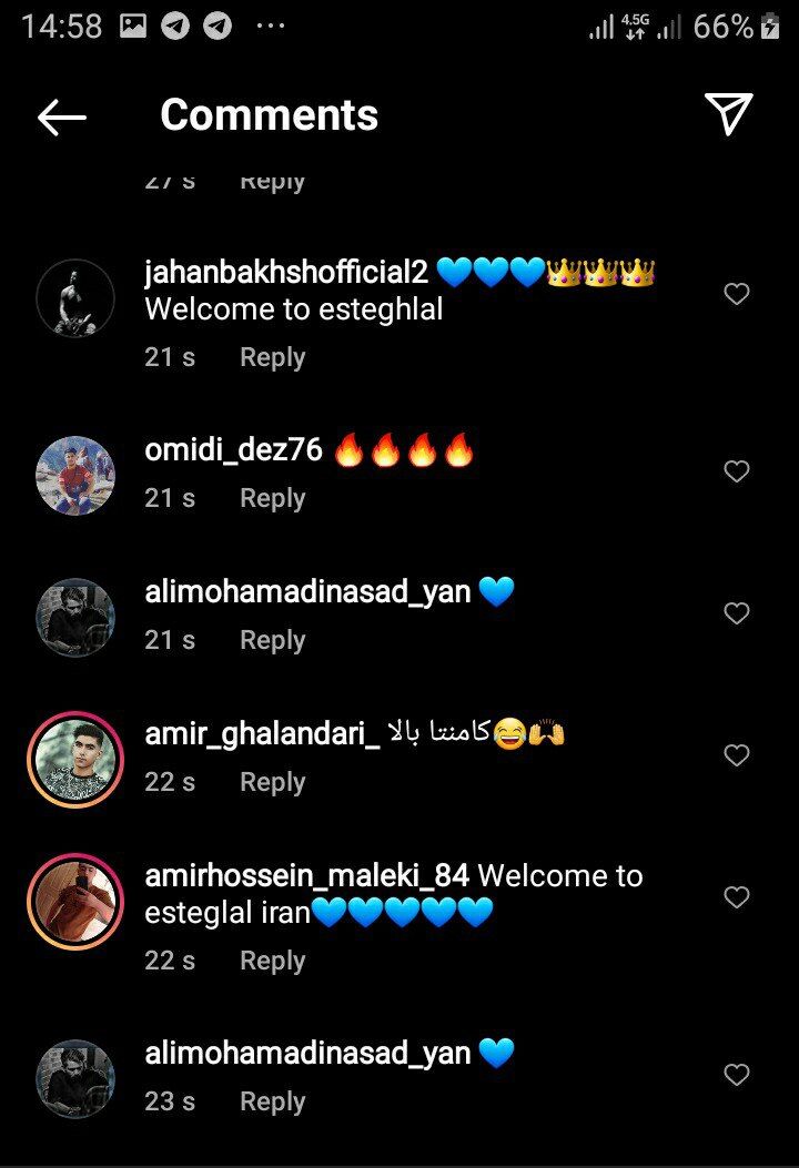 عکس| استقبال عجیب استقلالی ها در صفحه اینستاگرام الکساندر نوری