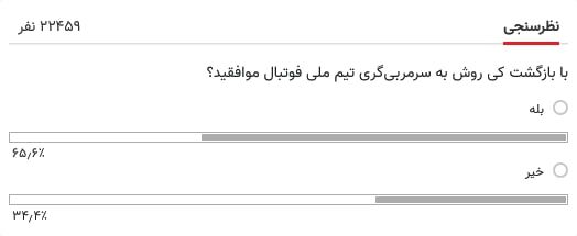 سوال نظرسنجی خبرورزشی درباره کارلوس کی روش و تیم ملی ایران، ۲۴ ساعت دیگر تمدید شد