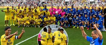 تصاویری از «بازی زیبا» با حضور اسطوره‌های فوتبال/ تیم روبرتو کارلوس ۱۲ گل به تیم رونالدینیو زد!