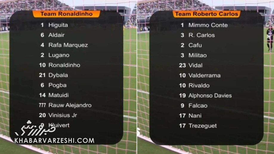 تصاویری از «بازی زیبا» با حضور اسطورههای فوتبال/ تیم روبرتو کارلوس ۱۲ گل به تیم رونالدینیو زد!