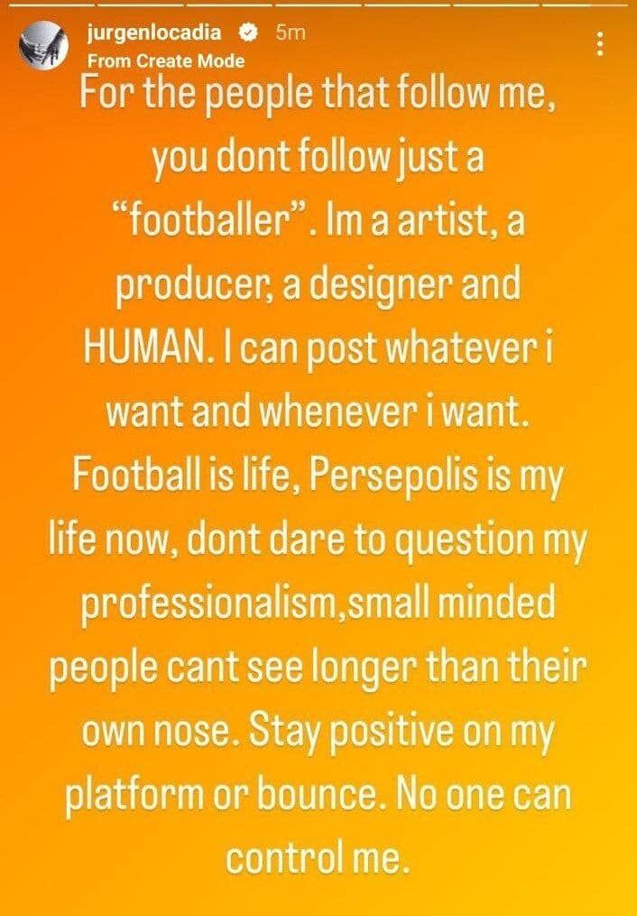 عکس| بمب پرسپولیسیها فقط فوتبالیست نیست!/ پیام معنادار مهاجم هلندی برای فالوئرهایش