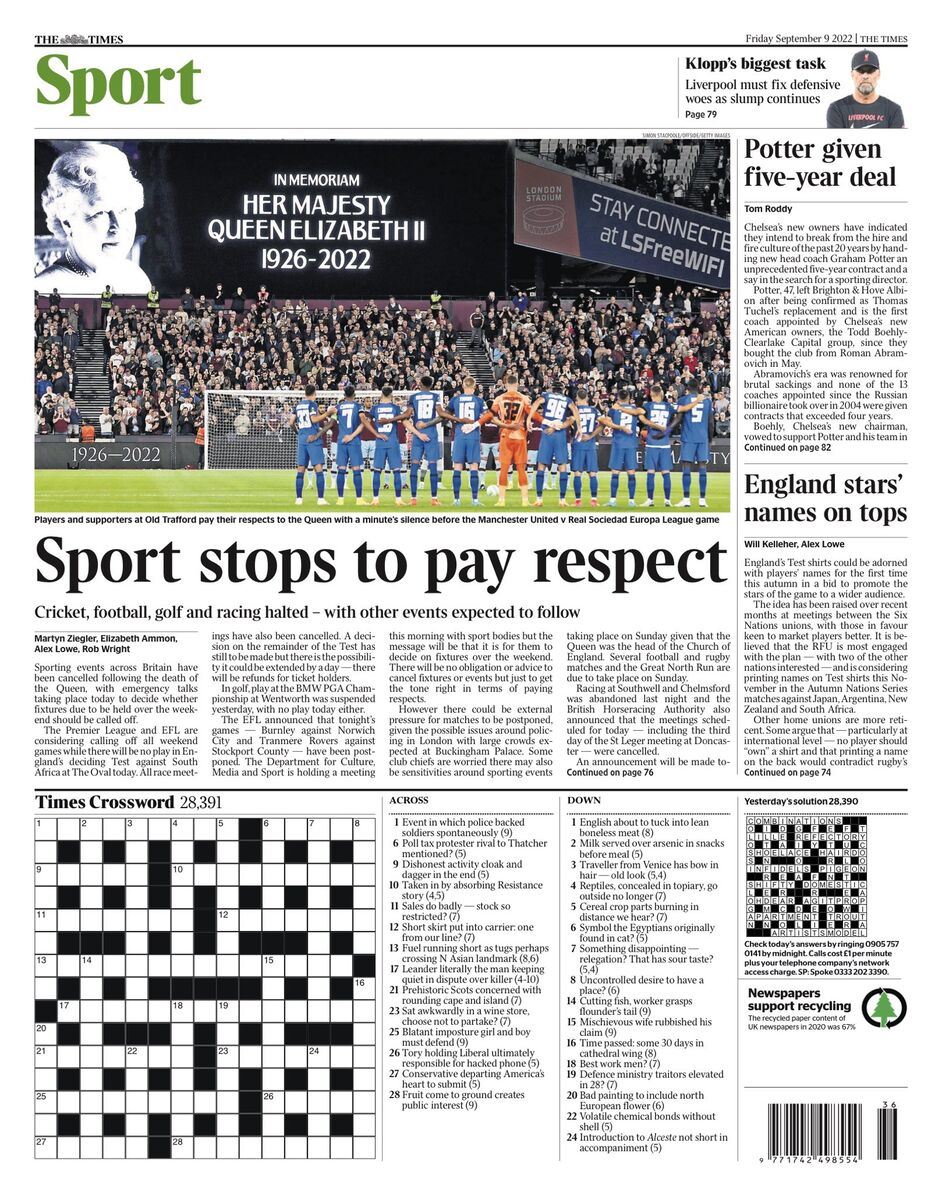 ورزش و فوتبال با درگذشت ملکه از حرکت ایستاد