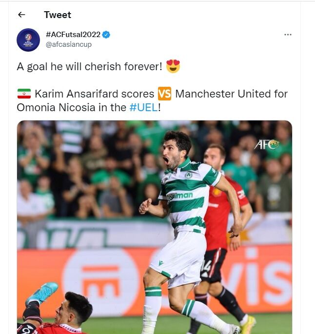 عکس| واکنش جالب AFC به گلزنی مهاجم پرسپولیسی