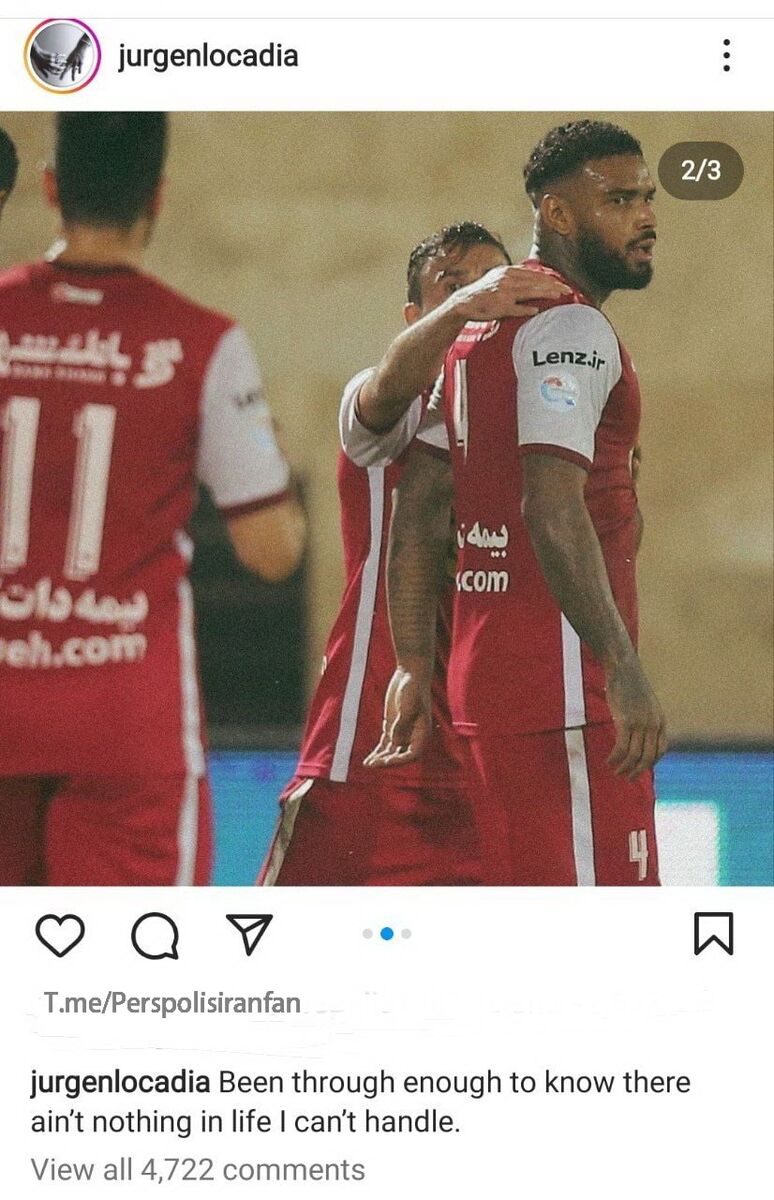 عکس| پست جدید لوکادیا در اینستاگرام/ پیام مفهومی مهاجم هلندی پرسپولیس