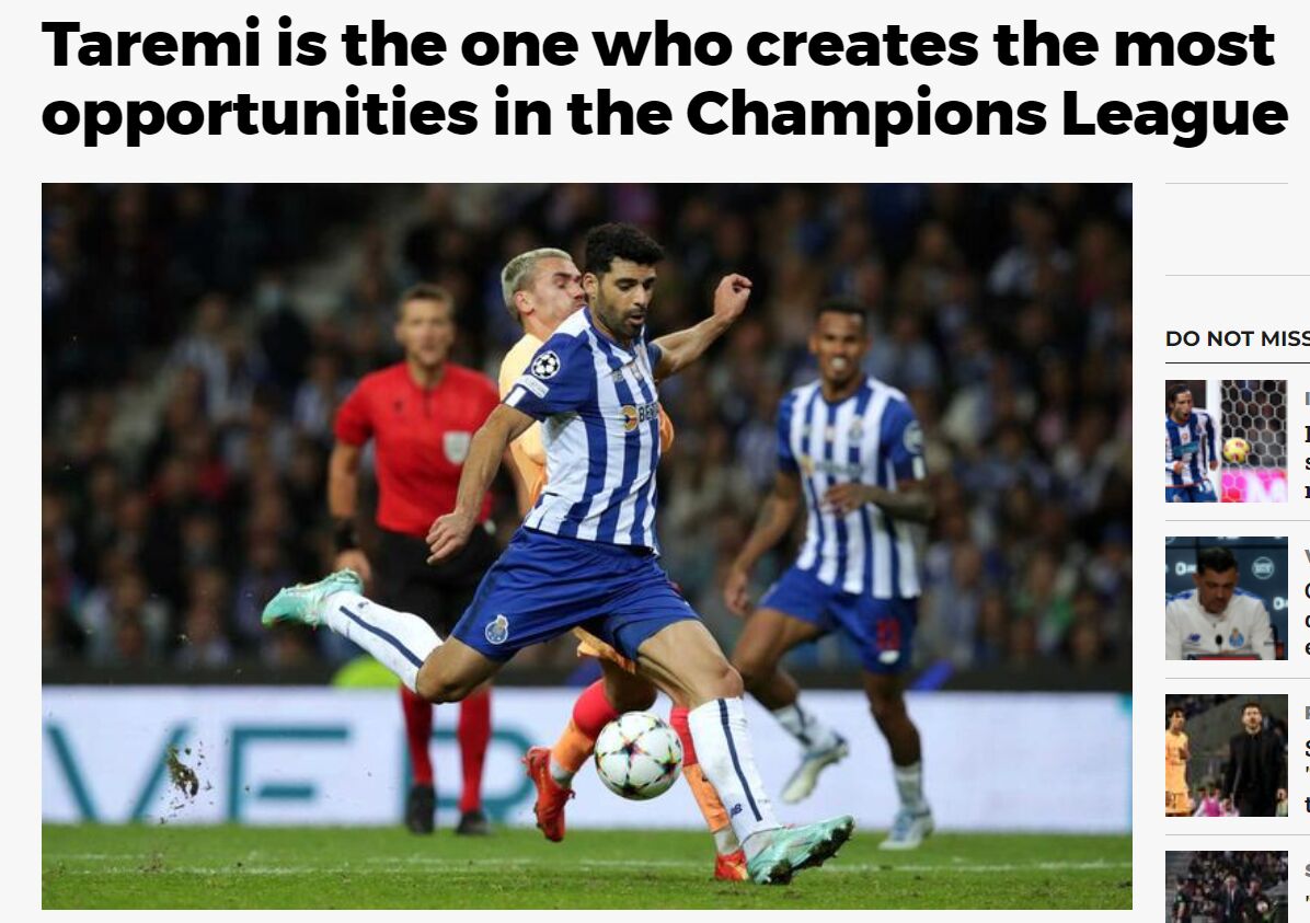 عکس | مهدی طارمی صدرنشین لیست ۵ ستاره/ درخشش ادامهدار مهاجم ایرانی پورتو در لیگ قهرمانان اروپا