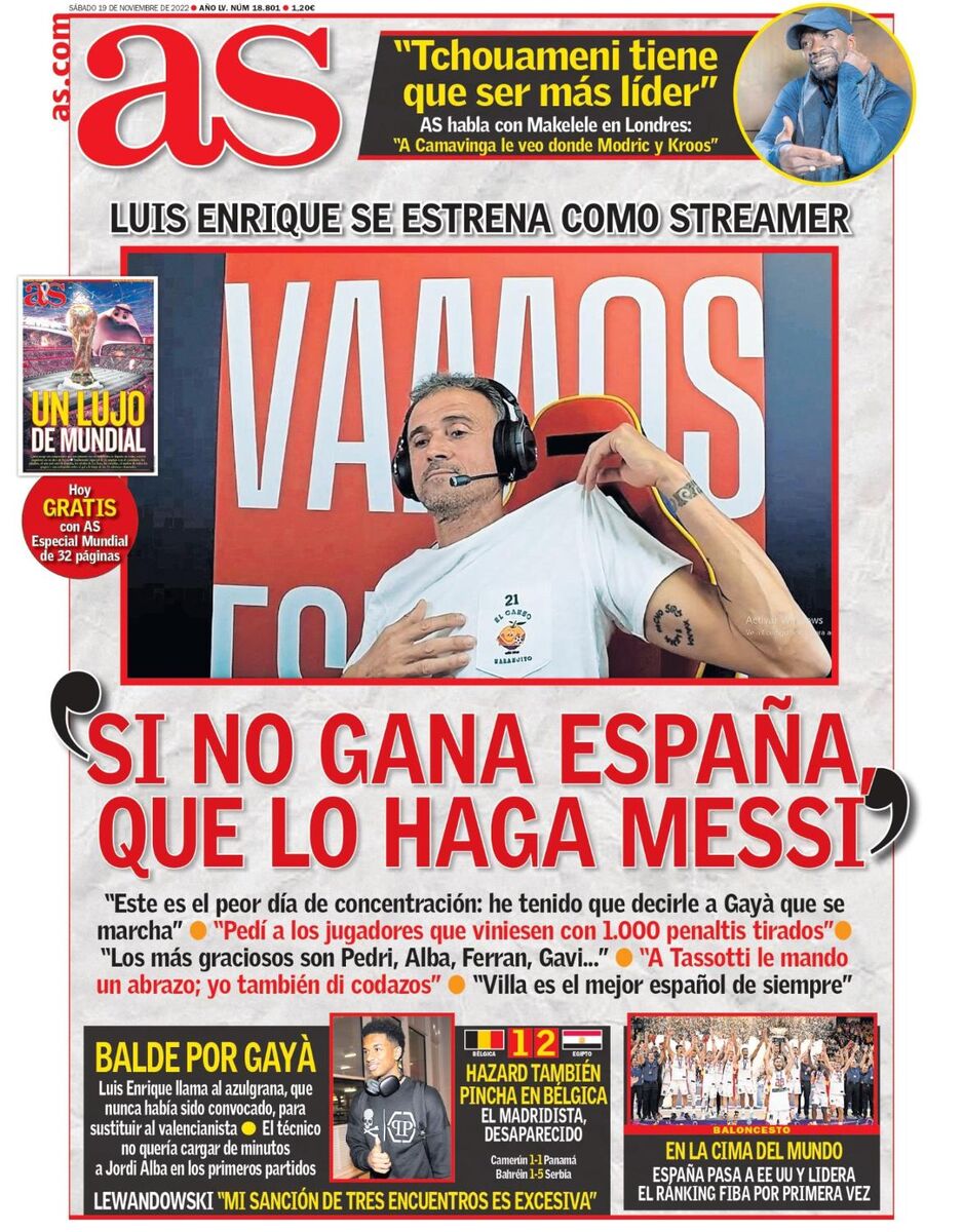 روزنامه آ اس| اگر اسپانیا قهرمان نشد؛ بگذارید مسی این کار را بکند