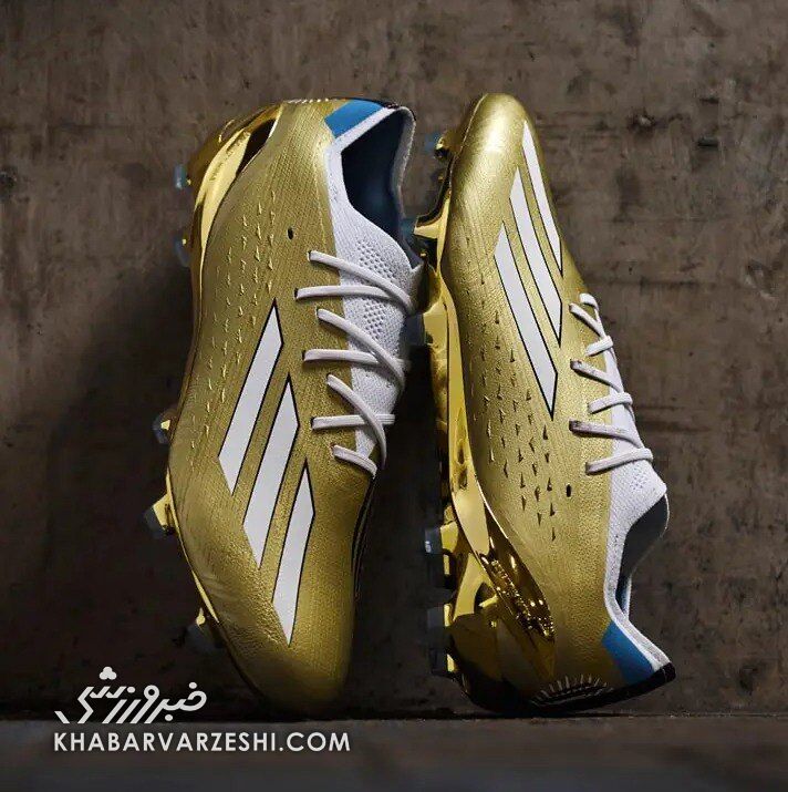 تصویر کفشهای جدید و خیرهکننده مسی برای جامجهانی ۲۰۲۲/ آدیداس از «لِیندا» طلاییرنگ رونمایی کرد