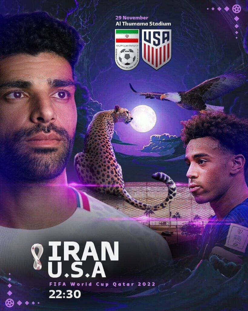 عکس| پوستر جذاب ایران برای مصاف با آمریکا/ تصویر خاص ۲ ستاره ایرانی و آمریکایی 