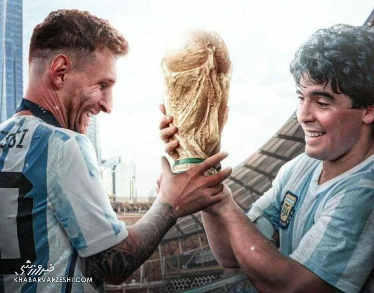 خاص‌ترین تصویر در جشن قهرمانی آرژانتین در جام‌جهانی/ بازسازی عکس نمادین مارادونا توسط مسی