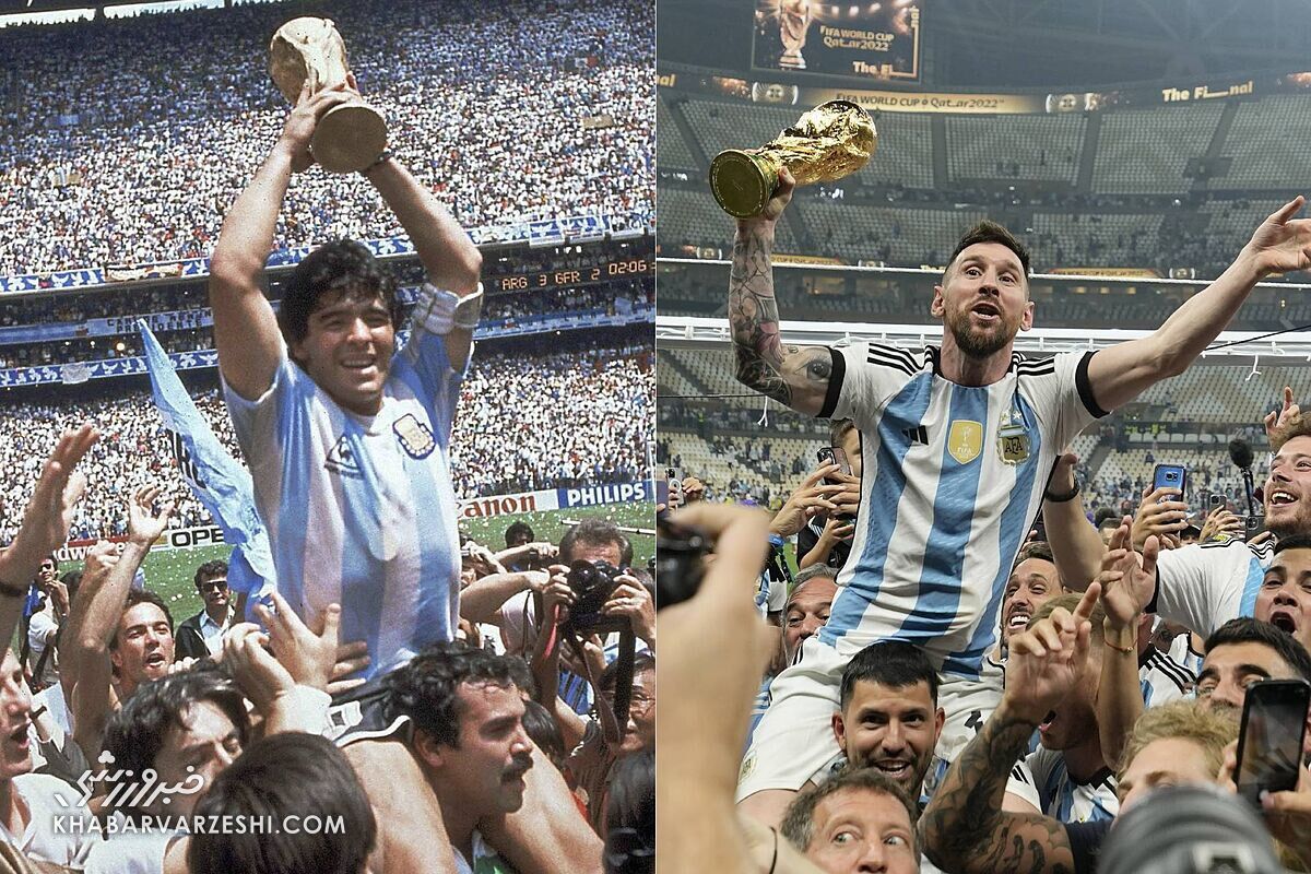خالص‌ترین تصویر در جشن قهرمانی آرژانتین در جام‌جهانی/ بازسازی عکس نمادین مارادونا توسط مسی