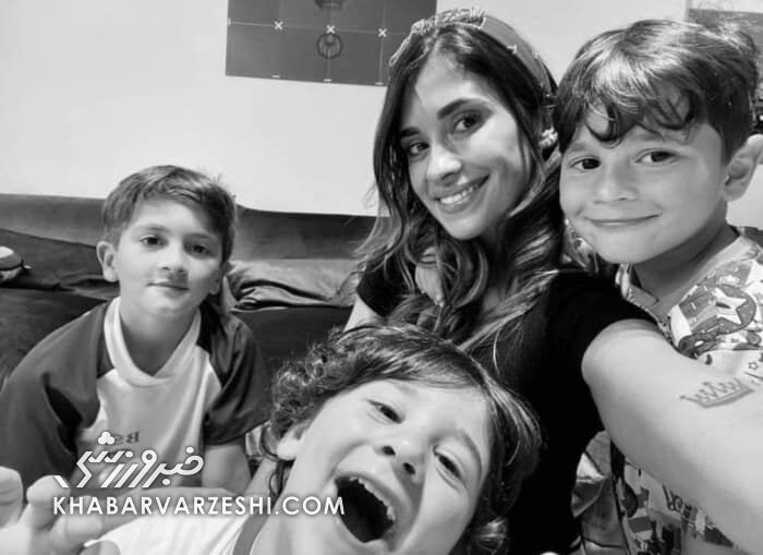 زن لیونل مسی و پسرهایش