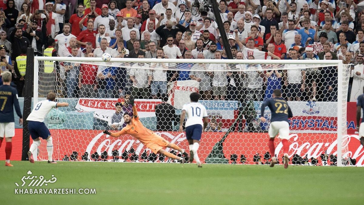 پنالتی هدر رفته هری کین در دیدار انگلیس مقابل فرانسه در جامجهانی 2022