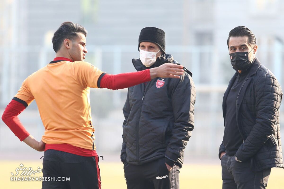 یحیی گلمحمدی و عیسی آلکثیر در تمرین پرسپولیس