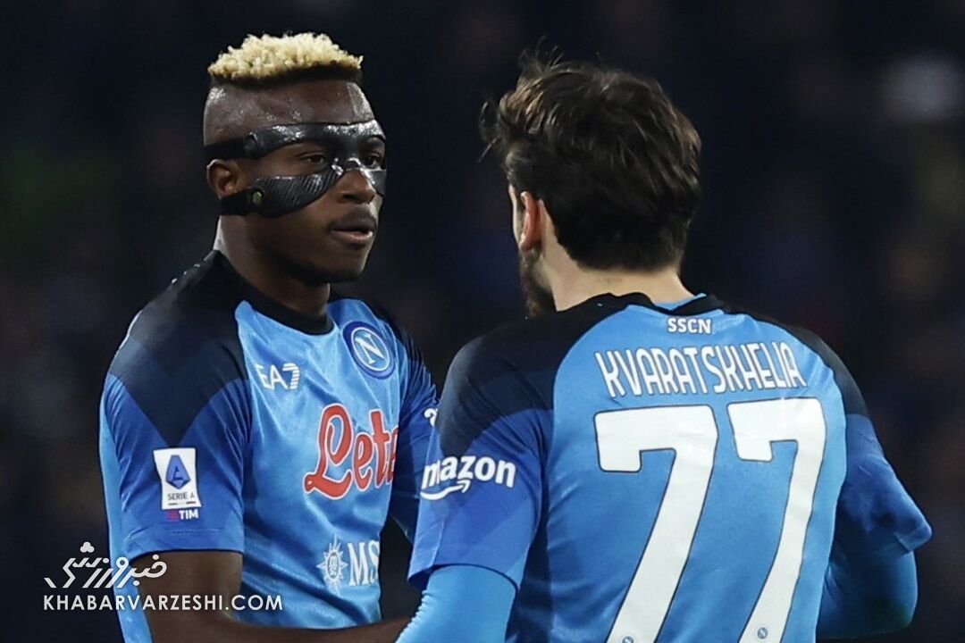 شادی گل ویکتور اوسیمن در دیدار ناپولی و یوونتوس