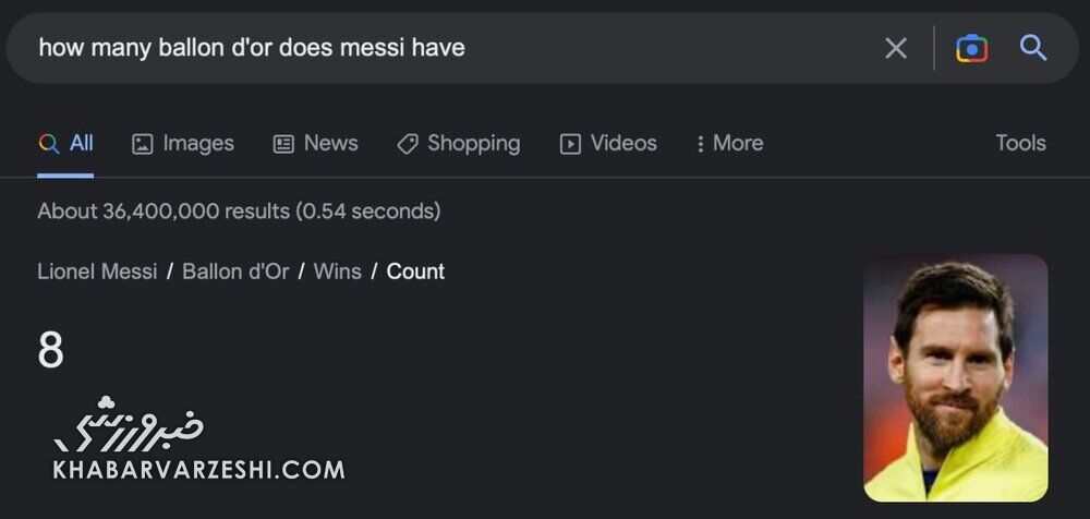 عکس| پیشبینی جالب گوگل از برنده توپ طلا ۲۰۲۳/ مسی ۸ شد!
