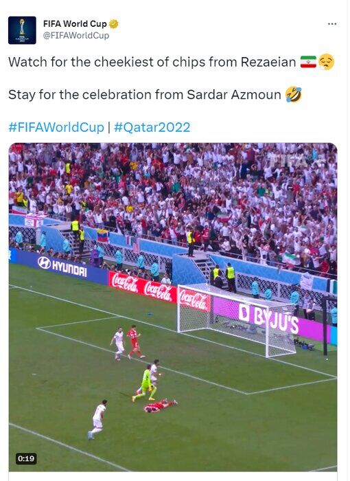 ببینید | درخواست فیفا؛ فیلم را متوقف نکنید و خوشحالی ستاره فوتبال ایران را ببینید!