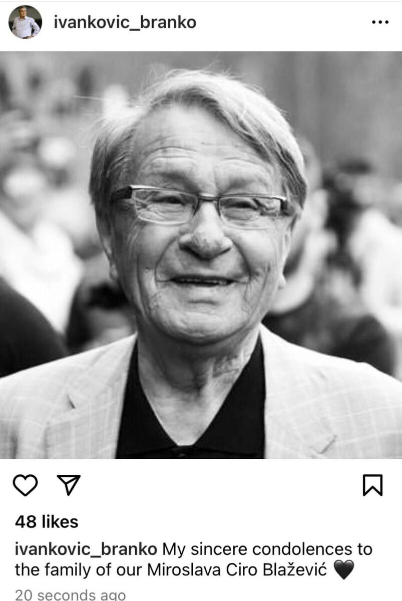 عکس| واکنش فوری برانکو به درگذشت میروسلاو بلاژویچ