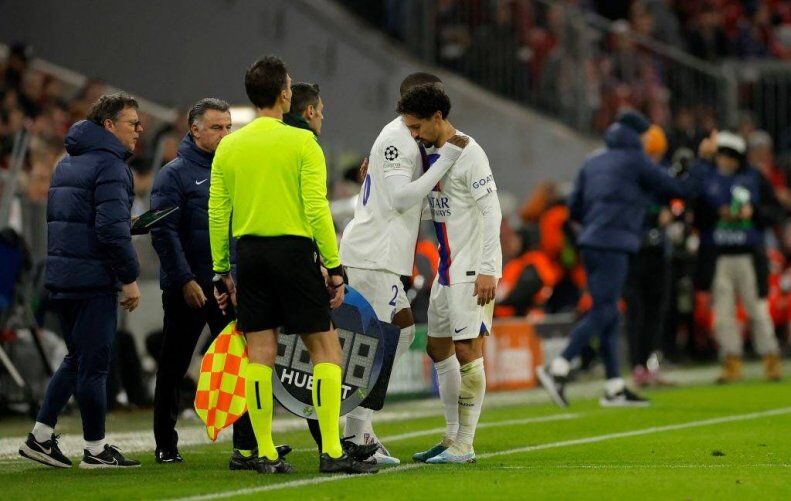 عکس| مصدومیت دردناک کاپیتان PSG/ مارکینیوس نتوانست طاقت بیاورد و تعویض شد